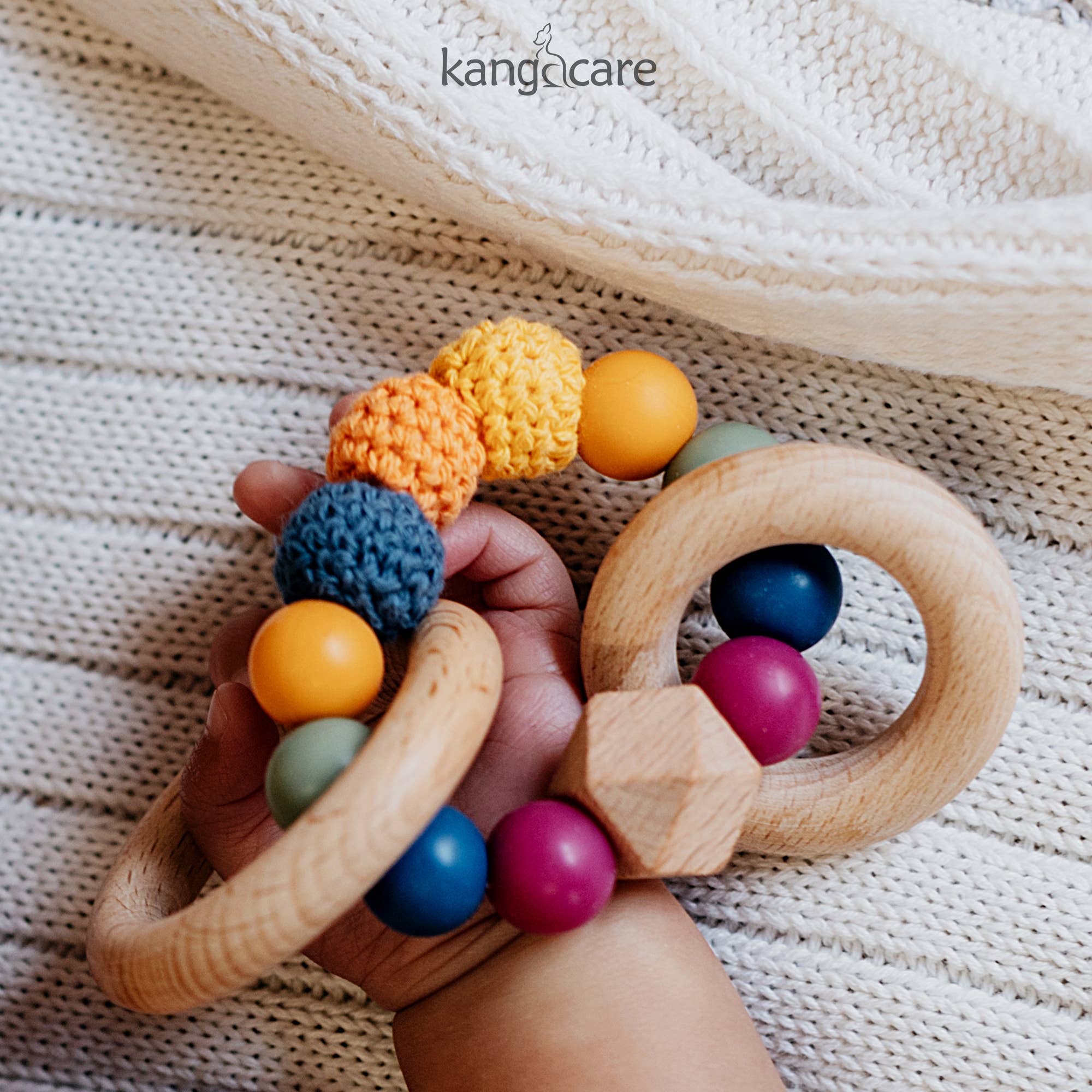 Silicone & Wood Crocheted Teething Ring