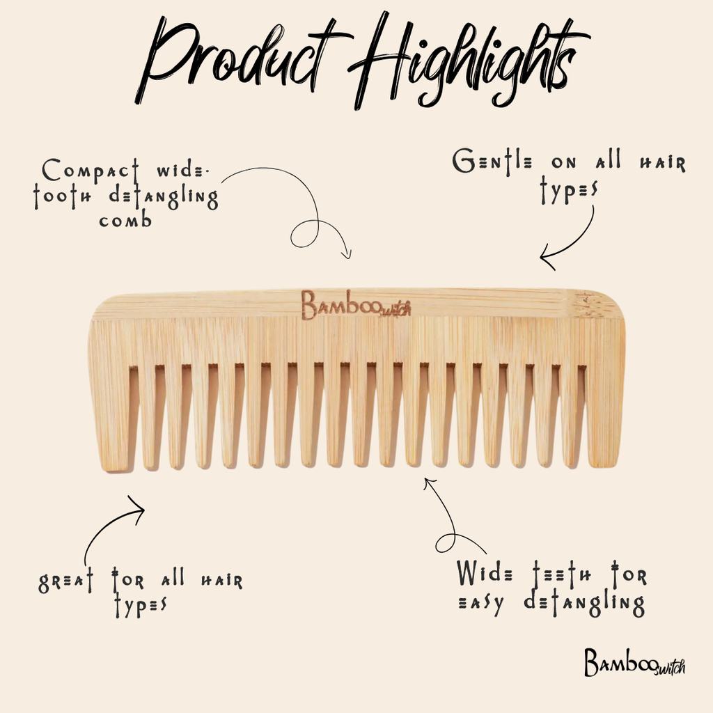 Bamboo Compact Wide Tooth Comb