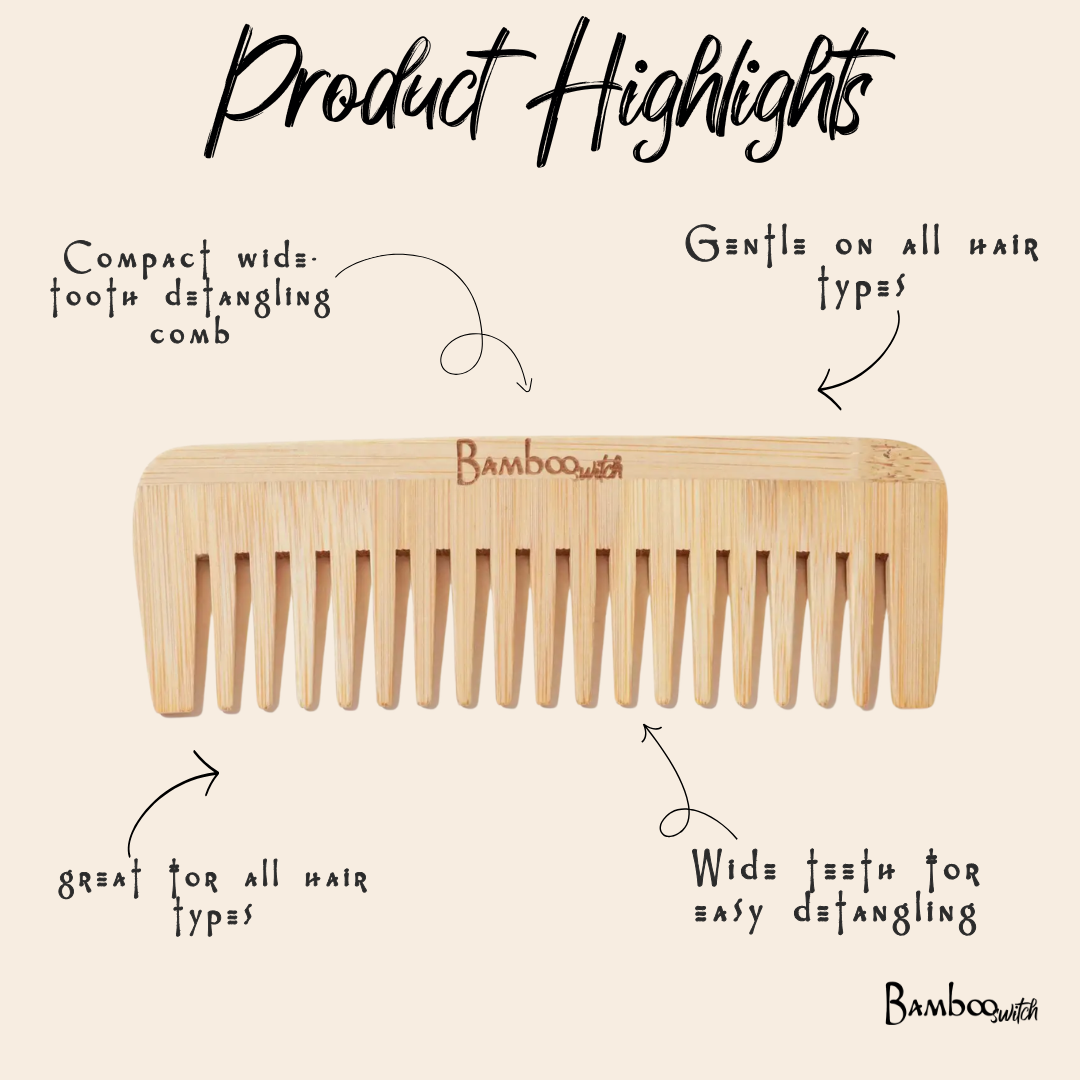 Bamboo Compact Wide Tooth Comb