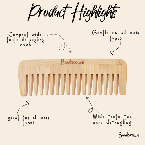 Bamboo Compact Wide Tooth Comb