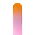 Gradient glass nail file stick from orange to pink on a white background