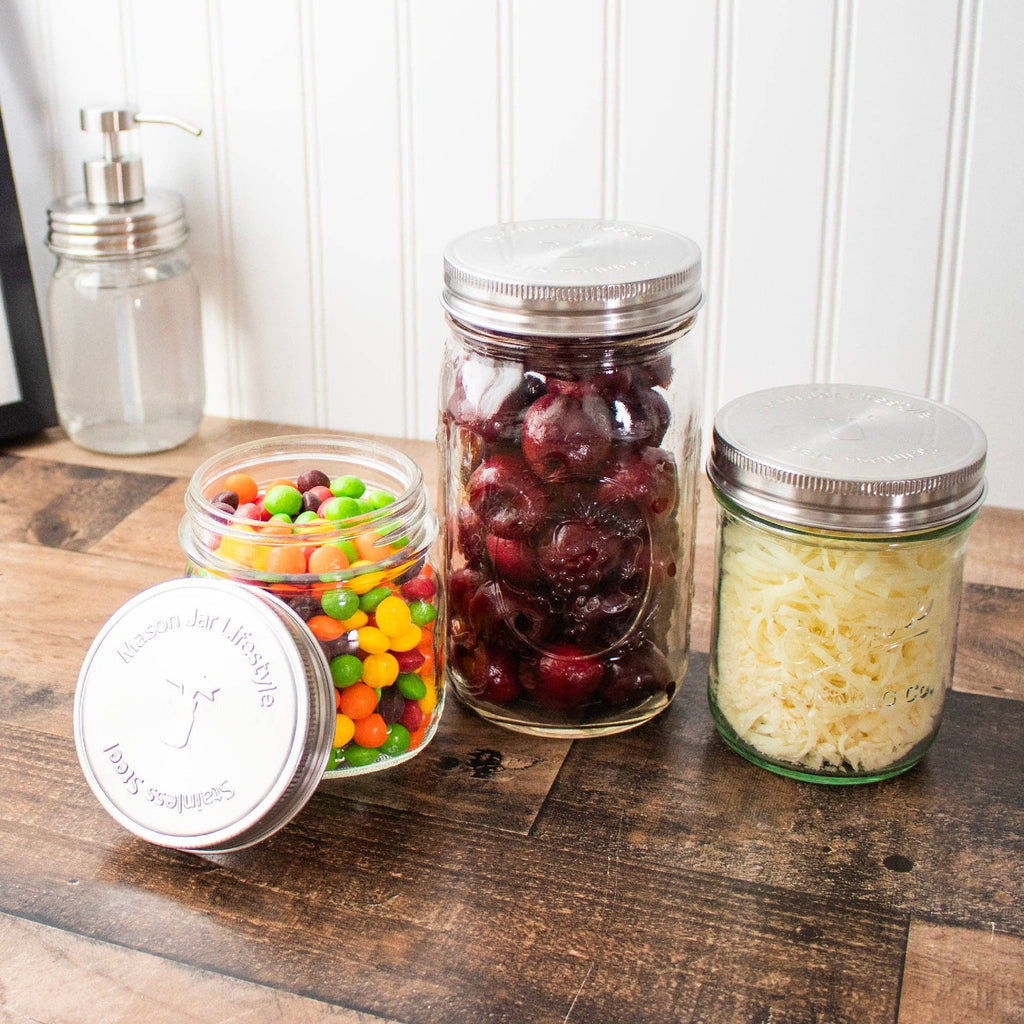 Stainless Steel Storage Lids w/ Silicone Seals for Mason Jar