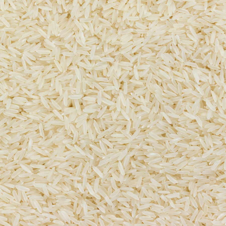Close-up of uncooked white rice grains