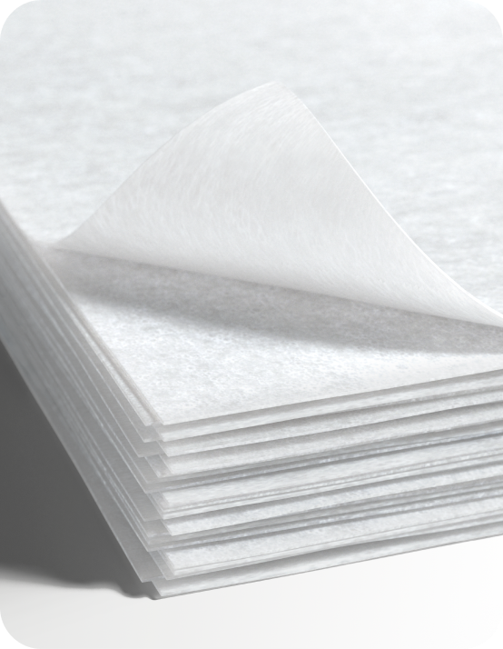 Stack of white paper sheets on a white background