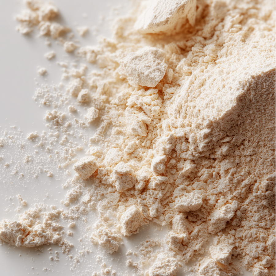 Close-up of a pile of flour on a light background