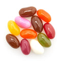 Assorted colorful jelly beans on a white background