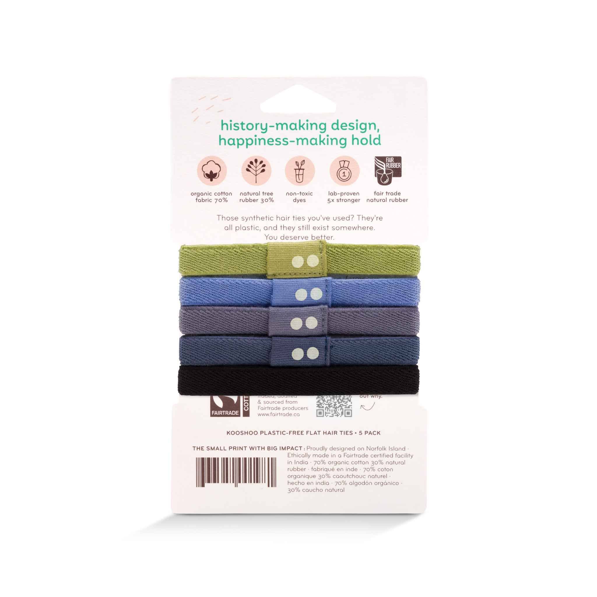 Plastic-free, Organic Cotton Flat Hair Ties - Sea to Sky