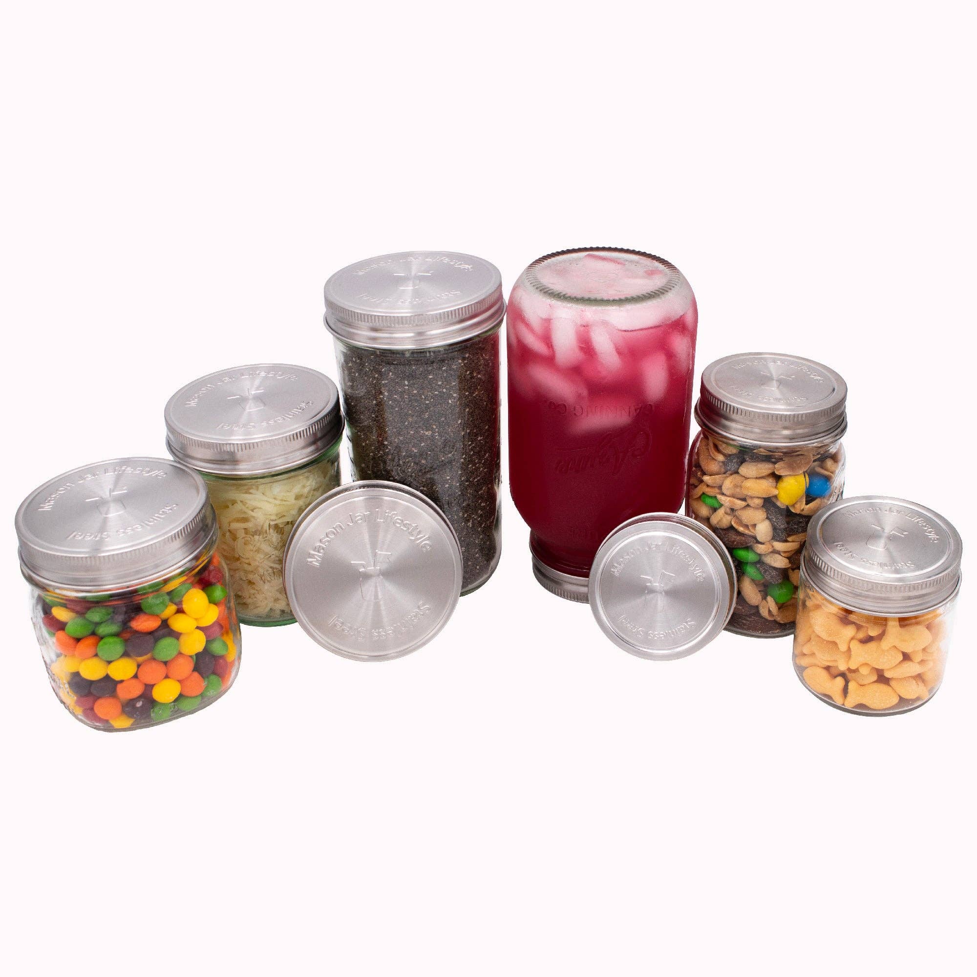 Stainless Steel Storage Lids w/ Silicone Seals for Mason Jar