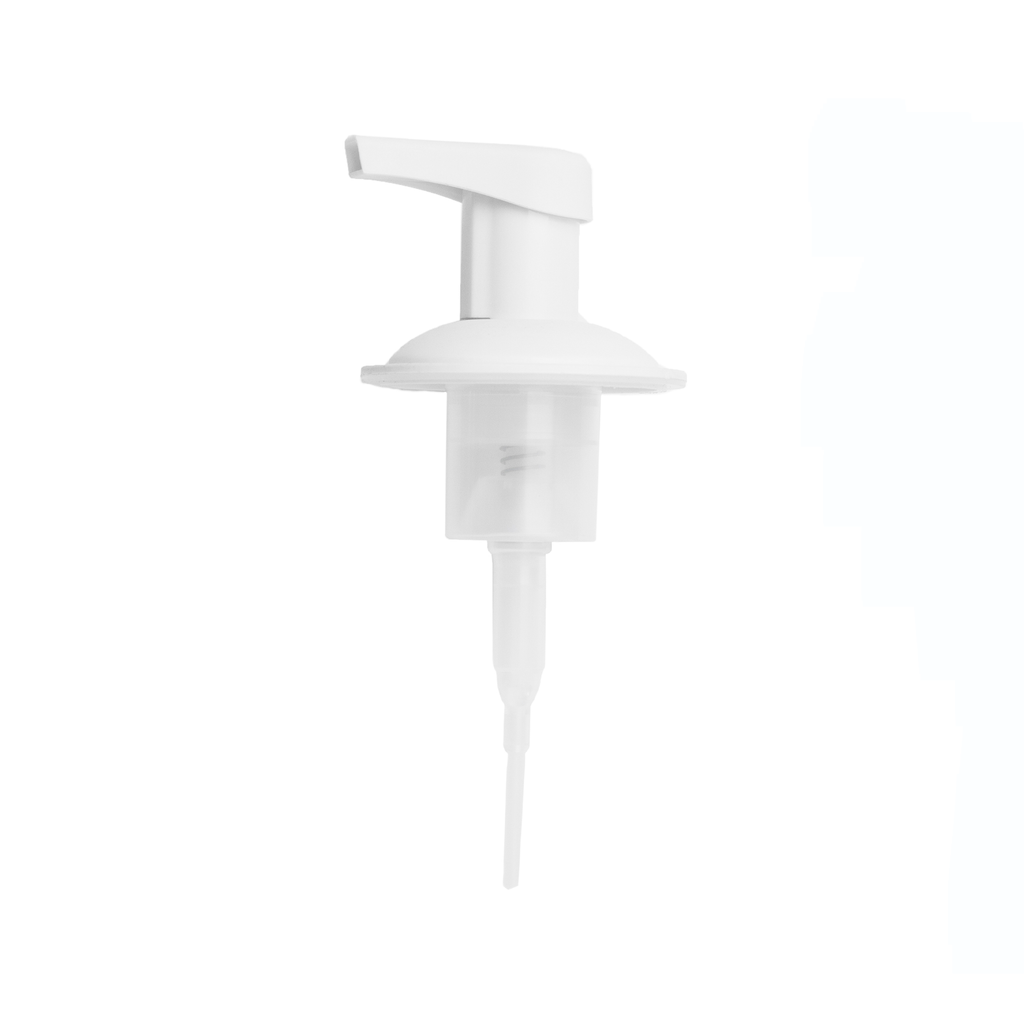 White pump dispenser on a white background