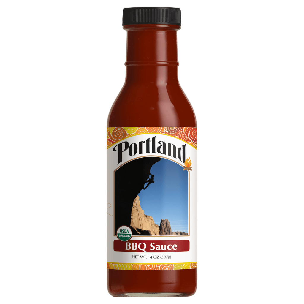Bottle of Portland BBQ Sauce on a white background