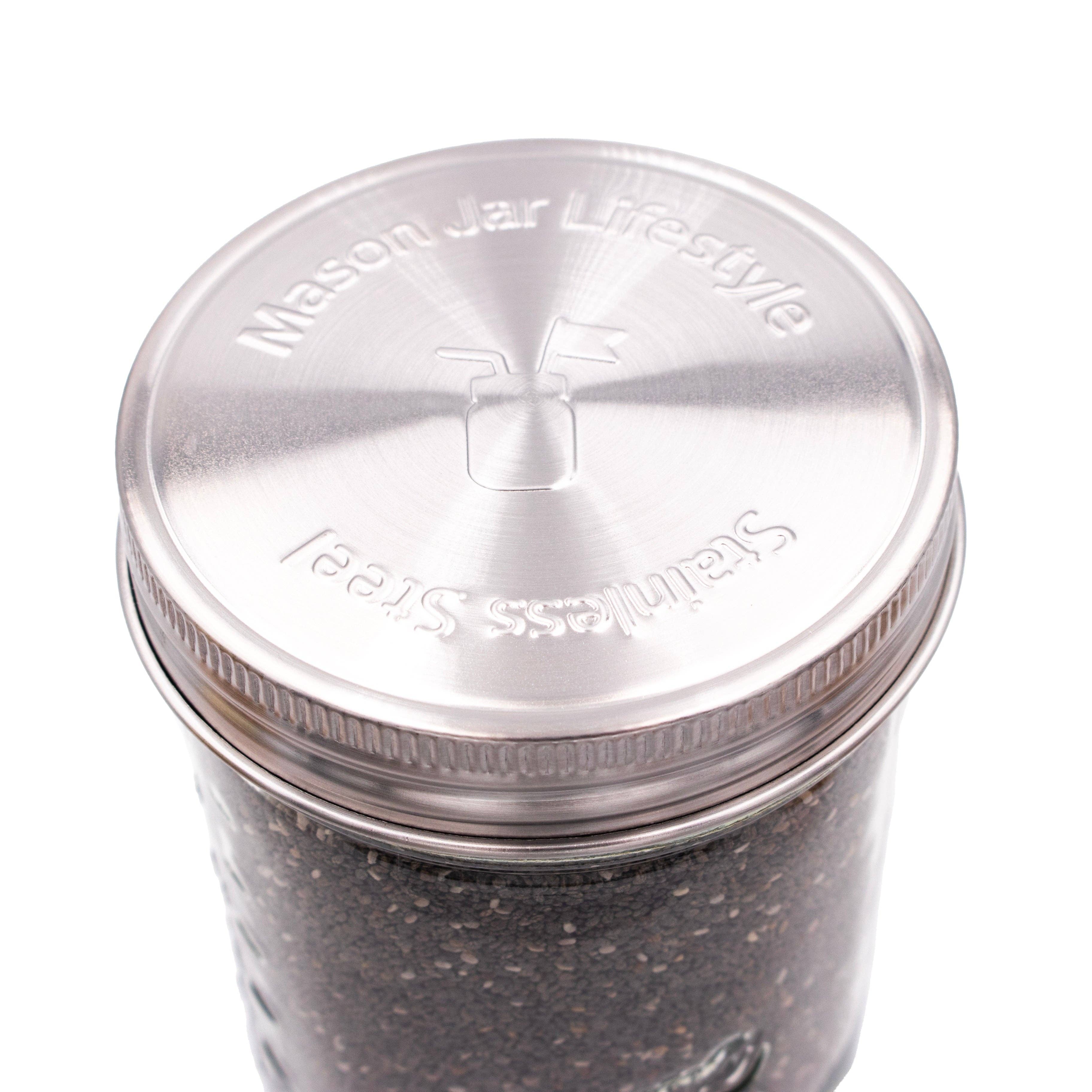 Stainless Steel Storage Lids w/ Silicone Seals for Mason Jar