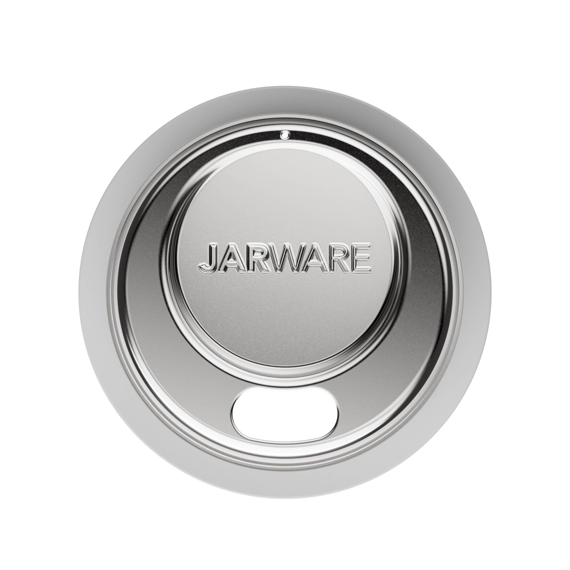 Silver jar lid with 'Jarware' branding on a white background