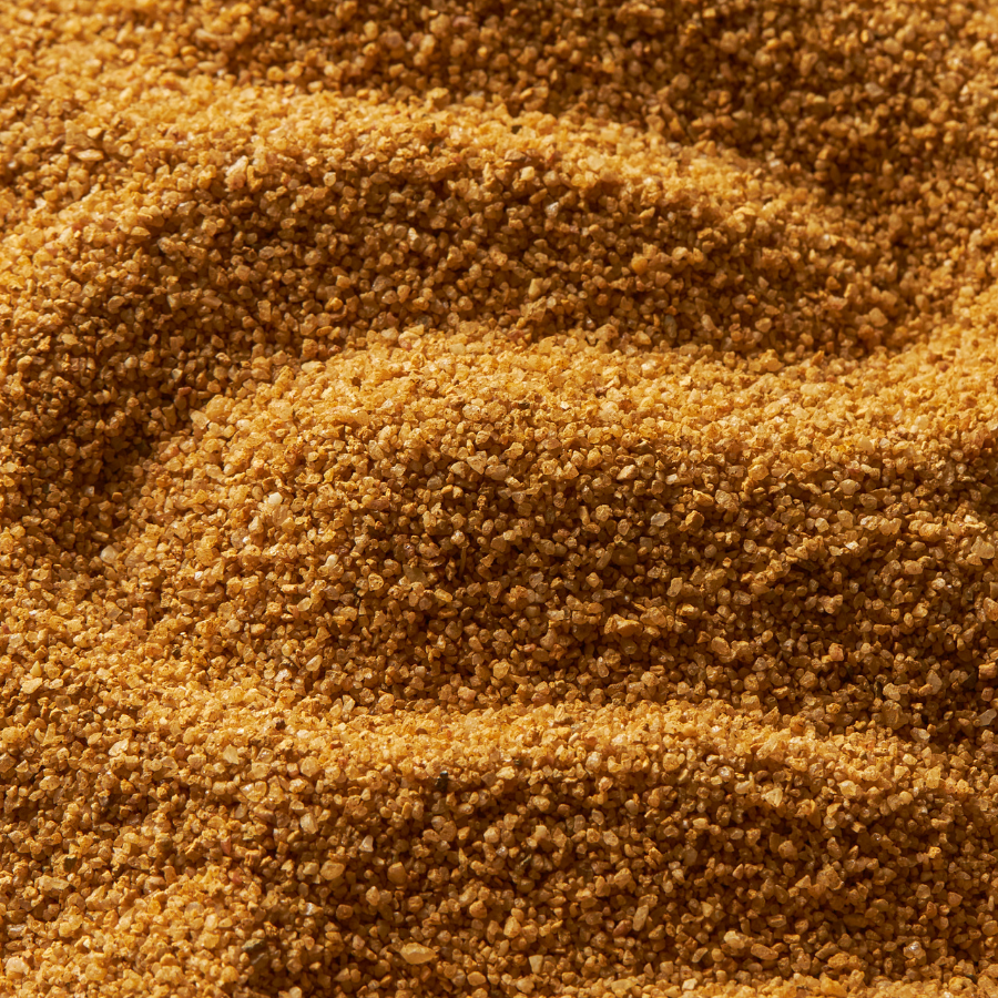 Close-up of brown sugar crystals with a textured surface