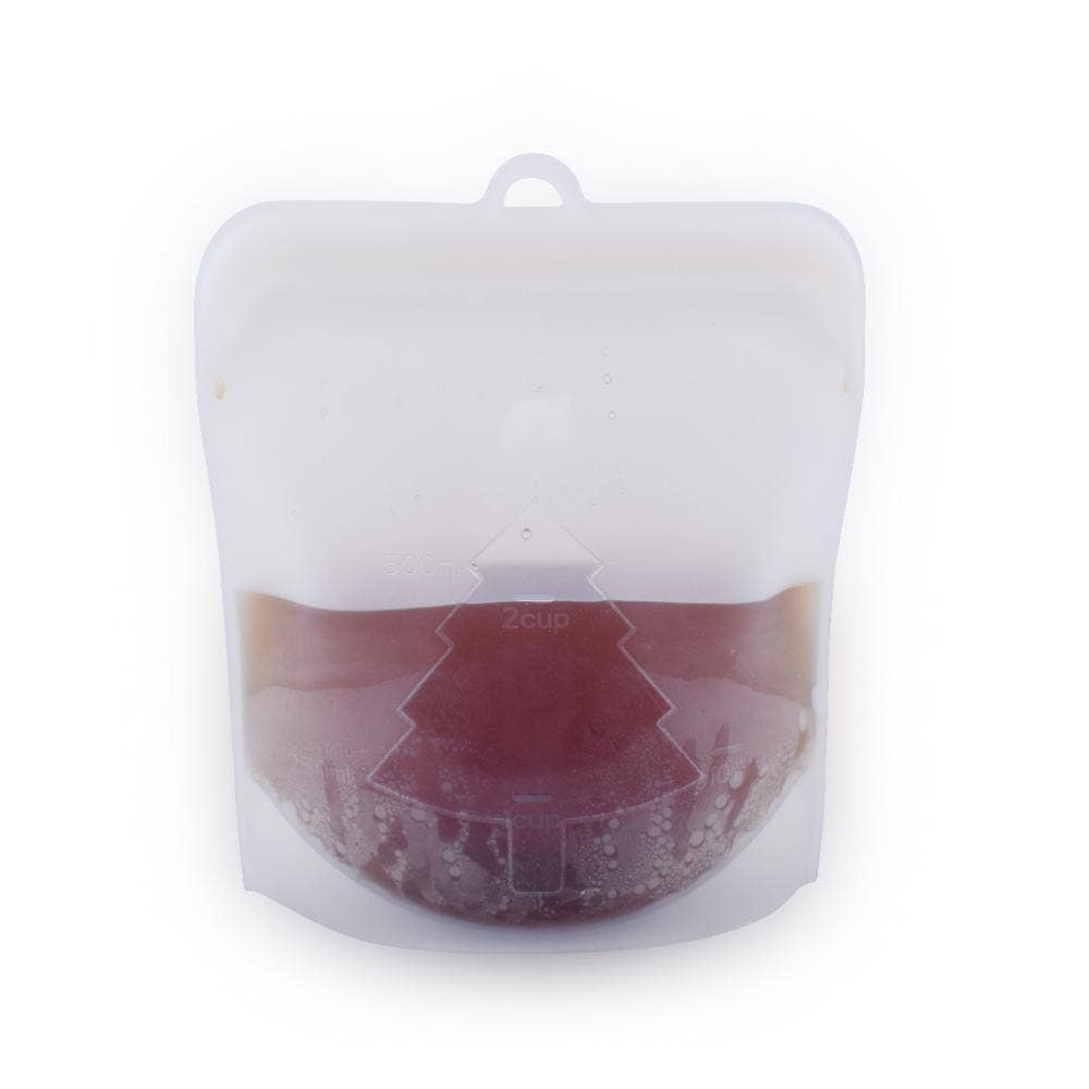 Silicone mold with a clear lid on a white background