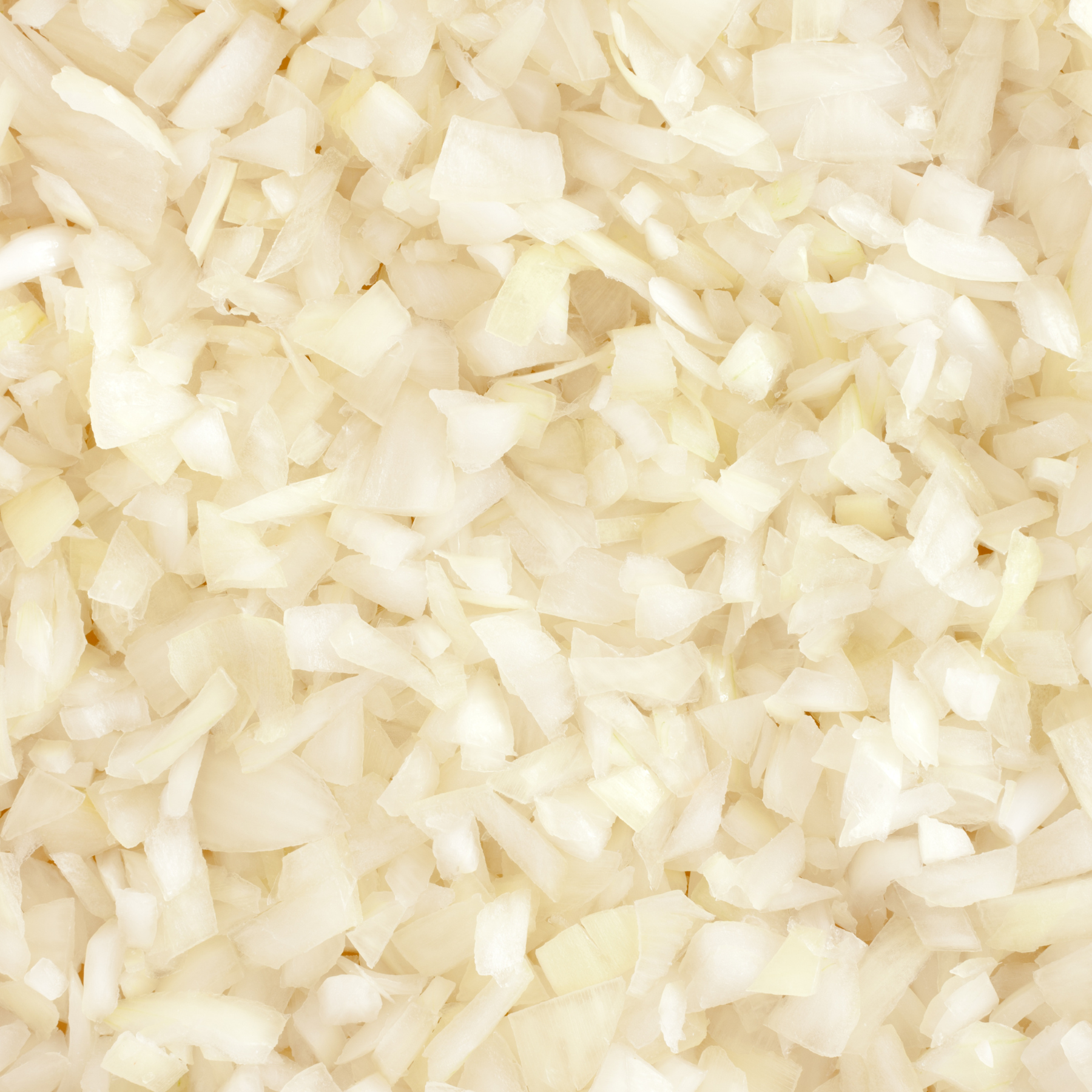 A close-up texture shot of finely diced white onions filling the entire frame.