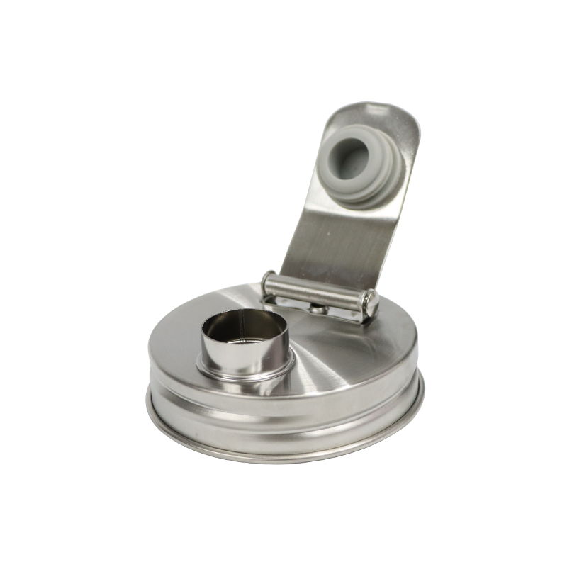 Stainless Steel Mason Jar pouring lid for wide mouth jars, on a white background