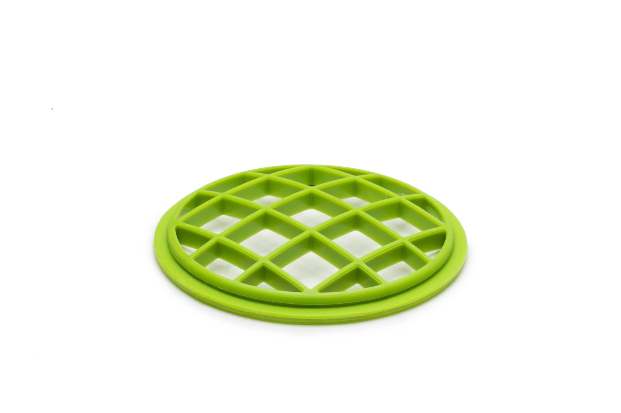 Green plastic flower frog grid on a white background