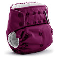 Purple diaper with button closures on a white background