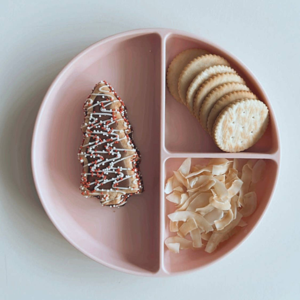 Baby Plate with Suction and  Divided Portions (Pink)