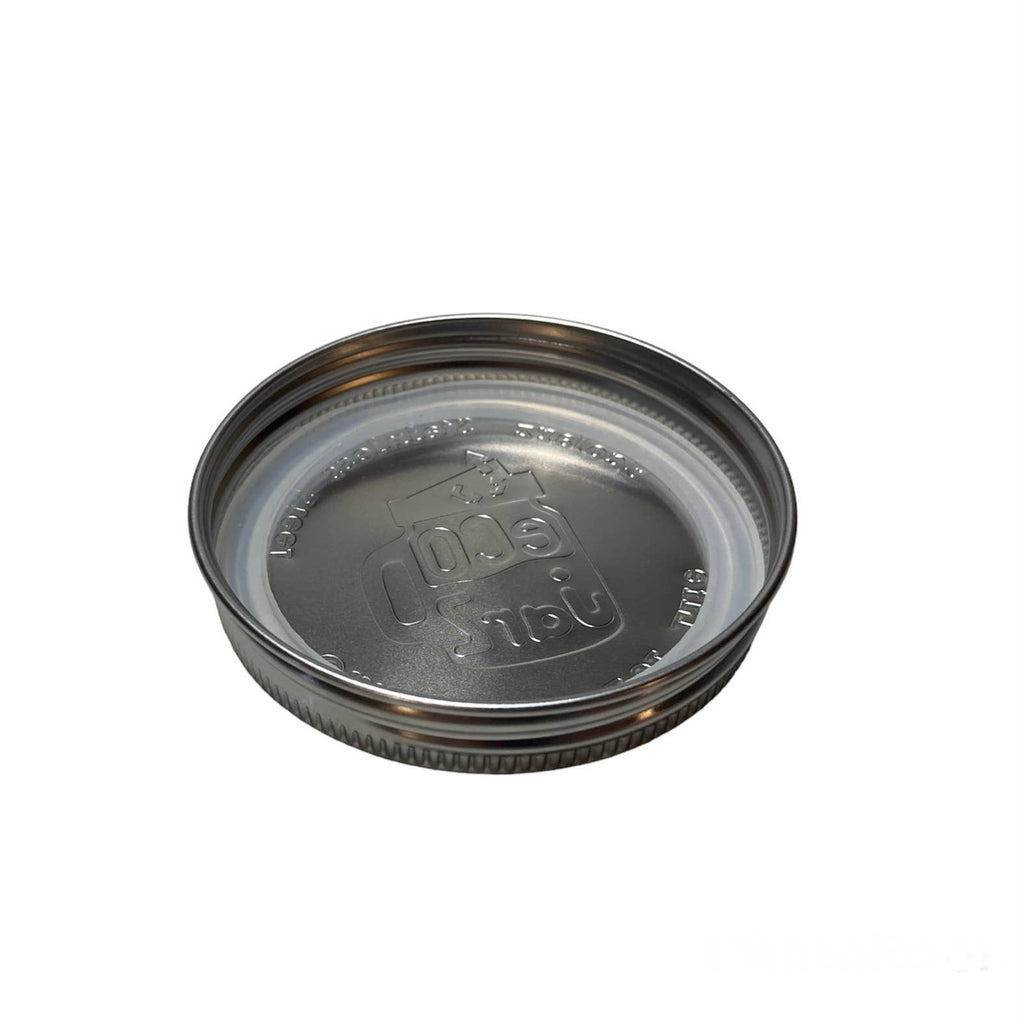 Clear plastic lid with branding on a white background