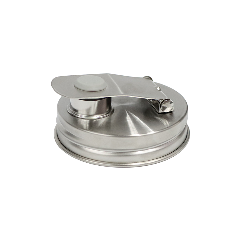 Stainless Steel Mason Jar pouring lid for wide mouth jars, on a white background