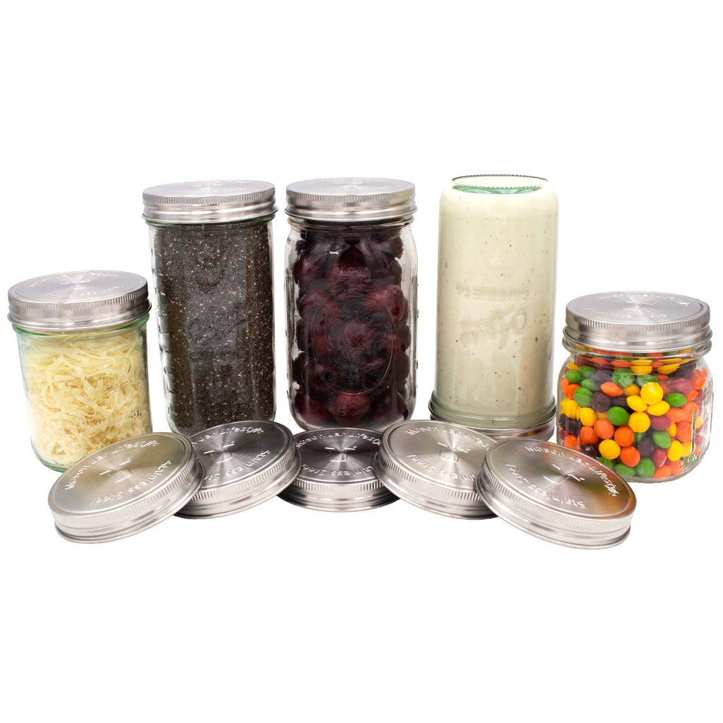 Stainless Steel Storage Lids w/ Silicone Seals for Mason Jar