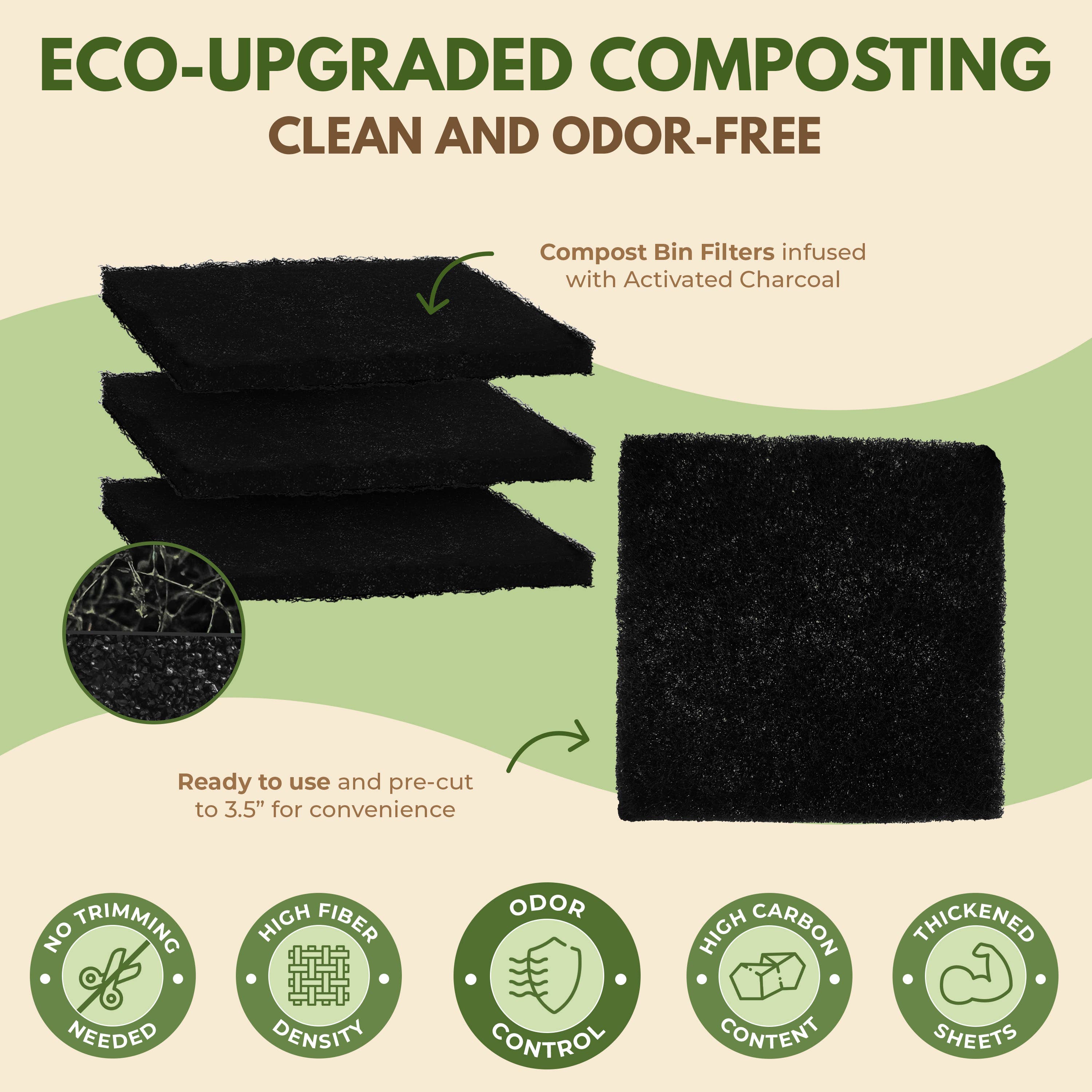 Activated Charcoal Compost Bin Filters 3.5"