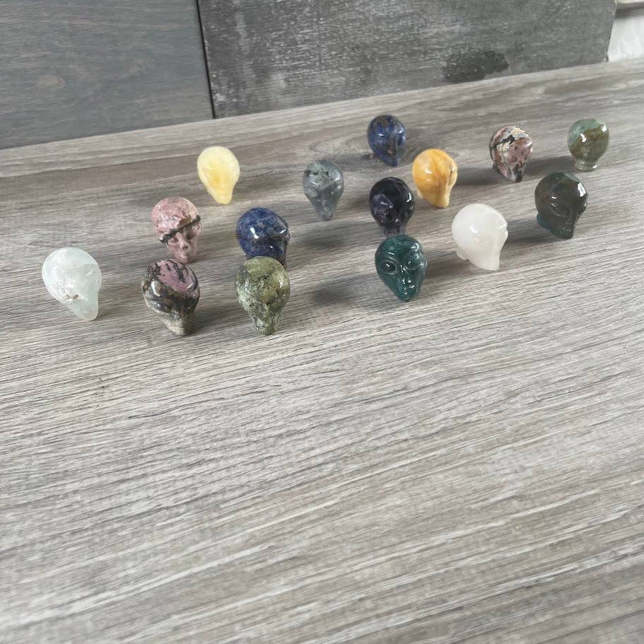 Assorted Gemstone Skull Figurines – Crystal Carvings