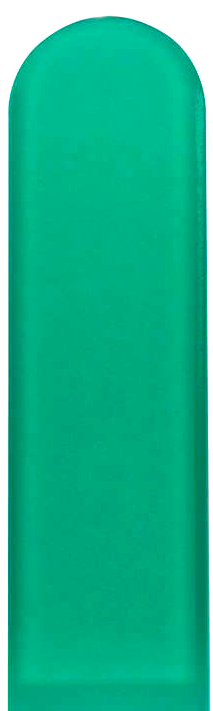 Green glass nail file on a white background