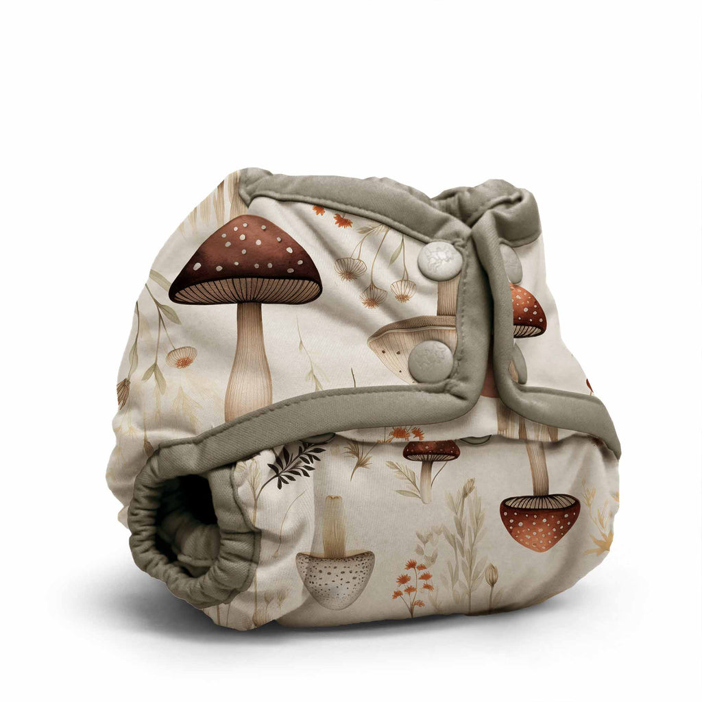 Baby diaper with mushroom pattern on a white background