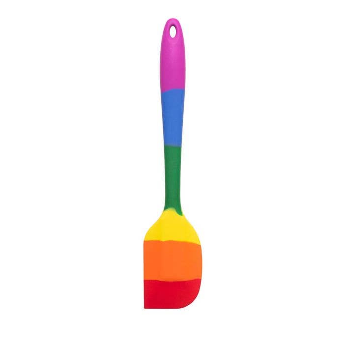 Colorful spatula with a gradient handle on a white background