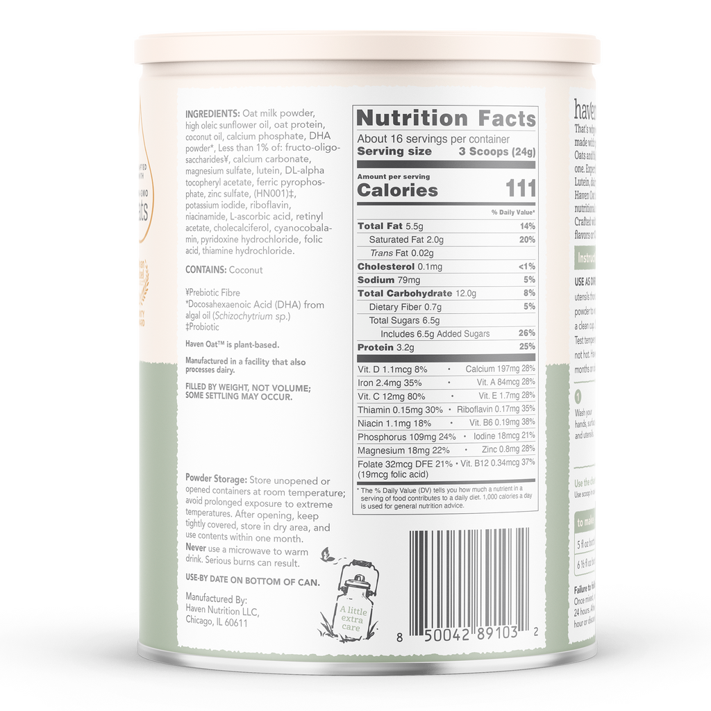 Back side of a white plastic tub of Nutri Nature's Organic Grass-Fed Butter with a detailed Nutrition Facts label and ingredients list.