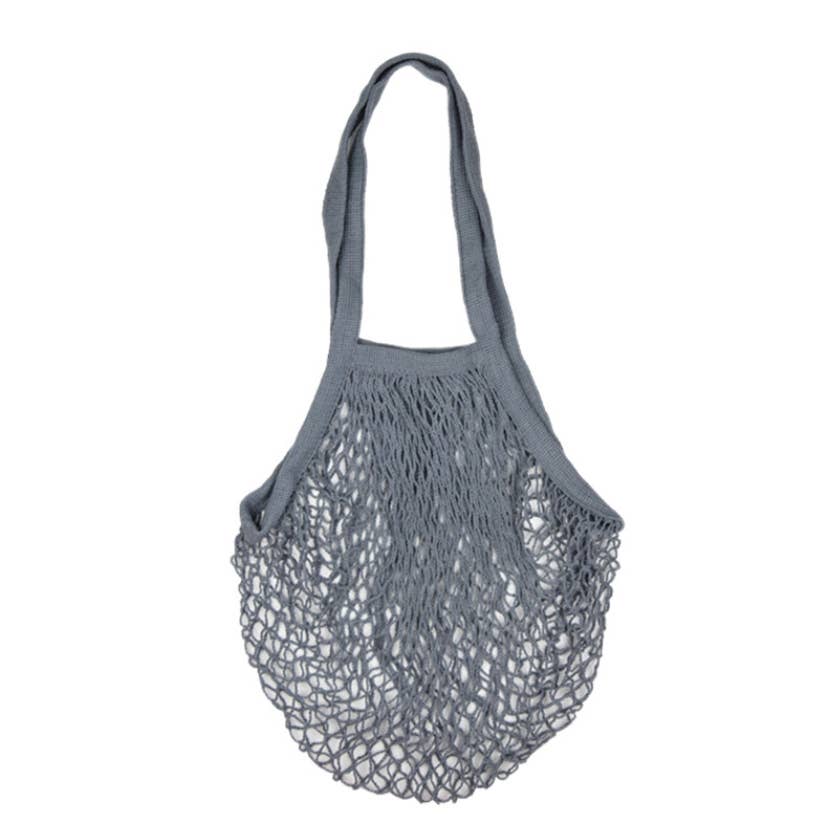 Gray blue mesh shopping bag on a white background