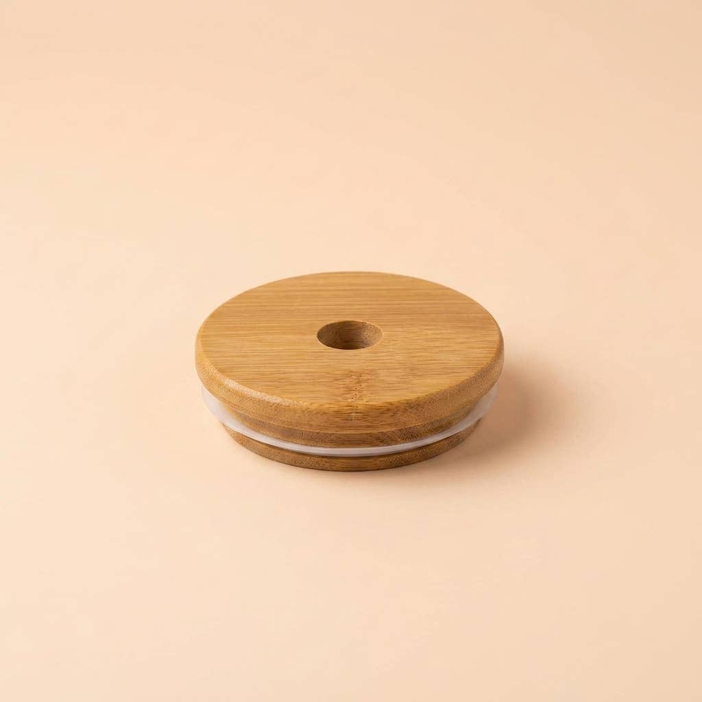 Bamboo Mason Jar Lide | Wide with Straw Hole