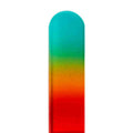 Gradient glass nail file from green to red on a white background